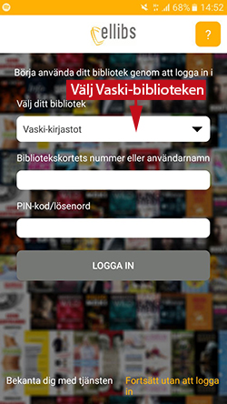 Skärmdump av inloggning i Ellibs applikation