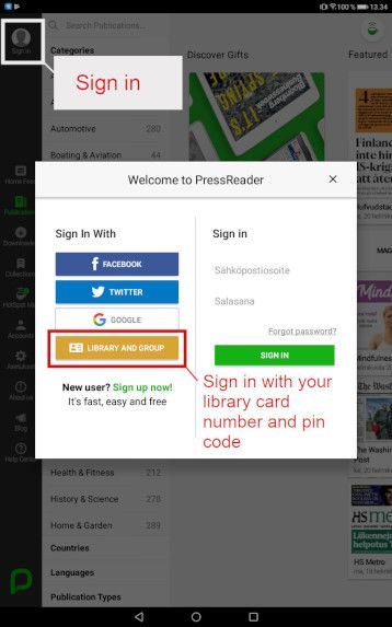 Screenshot PressReader app 1